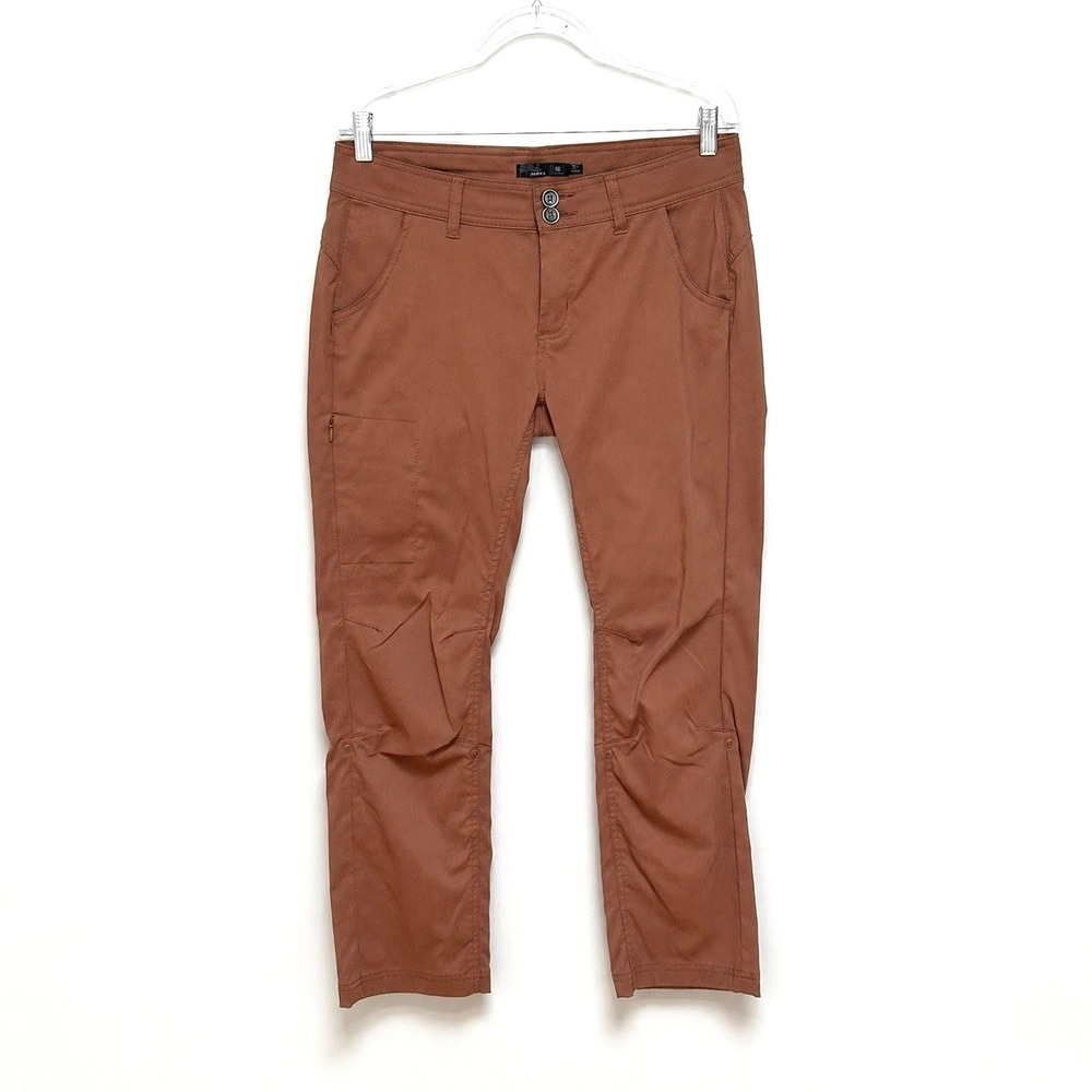 prAna Halle Pants Women's 10 Short Brown Stretch Hiking Outdoor Straight Leg